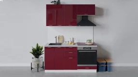 Кухонный гарнитур «Весна» длиной 160 см со шкафом НБ (Белый/Бордо глянец)